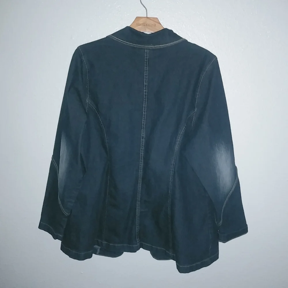 Z. Cavaricci 1X Y2K Dark Wash Denim Jeans Blazer Jacket Plus - Picture 2 of 6